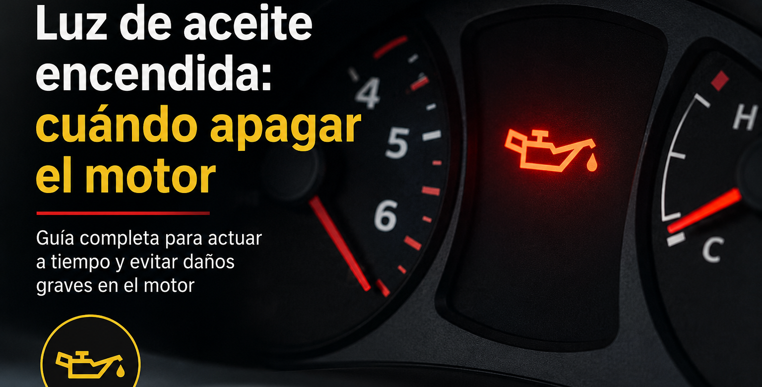 Luz roja de aceite encendida en el tablero de un vehículo