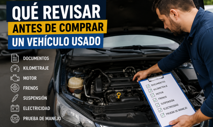 Mecánico inspeccionando el motor de un vehículo usado antes de comprarlo